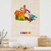 Canada Watercolor Map ポスター (キッチン)