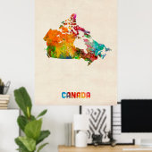 Canada Watercolor Map ポスター (ホームオフィス)