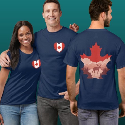 Canada Wildlife Heart Double-Sided Graphic Tee Tシャツ