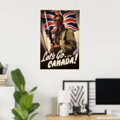 Canada WWII Propaganda Poster Let's Go Canada! Art ポスター (ホームオフィス)