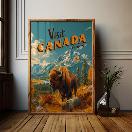 Canada Yukon Bison Poster - Vintage Travel Art ポスター