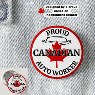 "Canadian 誇りを持った Auto Worker" Maple Leafカナダ 缶バッジ