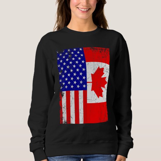 Canadian American Shirt USA Canada Flag 4th Of Jul スウェットシャツ (正面)