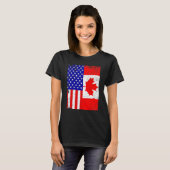 Canadian American Shirt USA Canada Flag 4th Of Jul Tシャツ (正面フル)