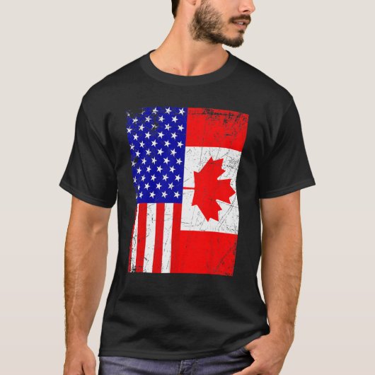Canadian American Shirt USA Canada Flag 4th Of Jul Tシャツ (正面)