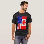 Canadian American Shirt USA Canada Flag 4th Of Jul Tシャツ (正面フル)