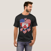 Canadian American Us Flag Maple Leaf Hearts Love C Tシャツ (正面フル)