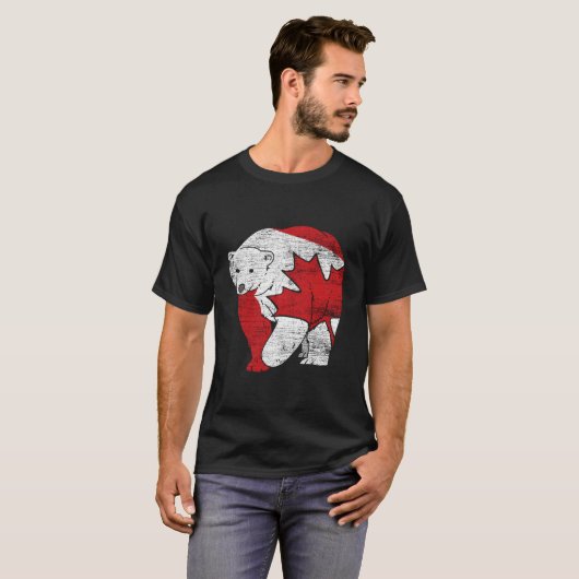 Canadian Bear Maple Leaf Canada Tシャツ (正面フル)