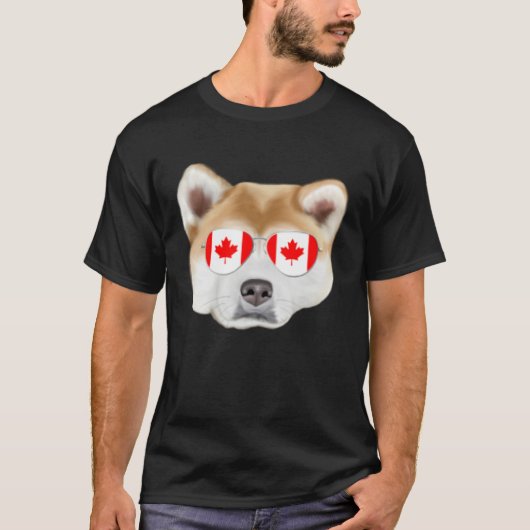 Canadian Flag Akita Dog Canada Pocket Tシャツ (正面)