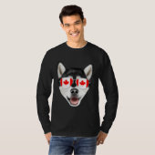 Canadian Flag Alaskan Malamute Dog Canada Pocket Tシャツ (正面フル)