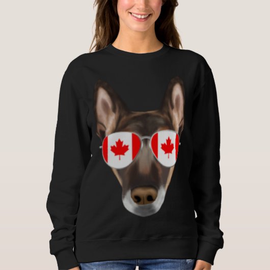Canadian Flag Belgian Malinoi Dog Canada Pocket スウェットシャツ (正面)