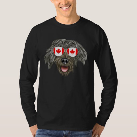 Canadian Flag Bergamasco Sheepdog Dog Canada Pocke Tシャツ (正面)