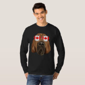 Canadian Flag Bloodhound Dog Canada Pocket Tシャツ (正面フル)