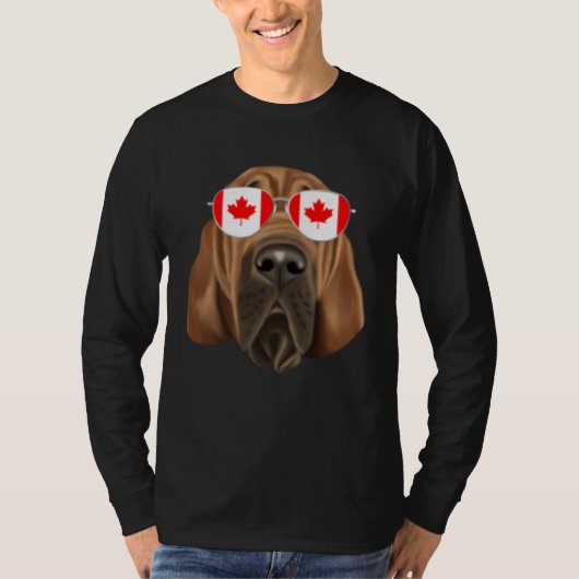 Canadian Flag Bloodhound Dog Canada Pocket Tシャツ (正面)