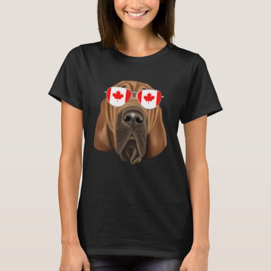 Canadian Flag Bloodhound Dog Canada Pocket Tシャツ (正面)