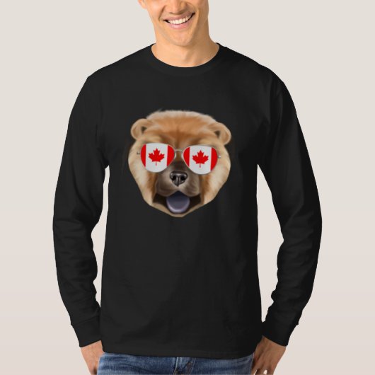 Canadian Flag Chow Chow Dog Canada Pocket Tシャツ (正面)