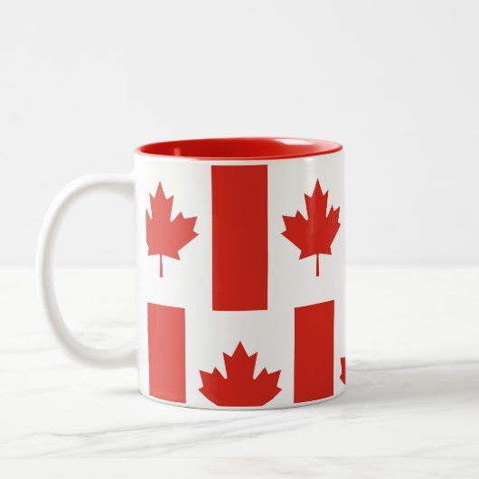 Canadian Flag Coffee Cup Canada Leaf Patriotic Mug ツートーンマグカップ (左)