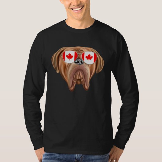 Canadian Flag Dogues de Bordeaux Dog Canada Pocket Tシャツ (正面)