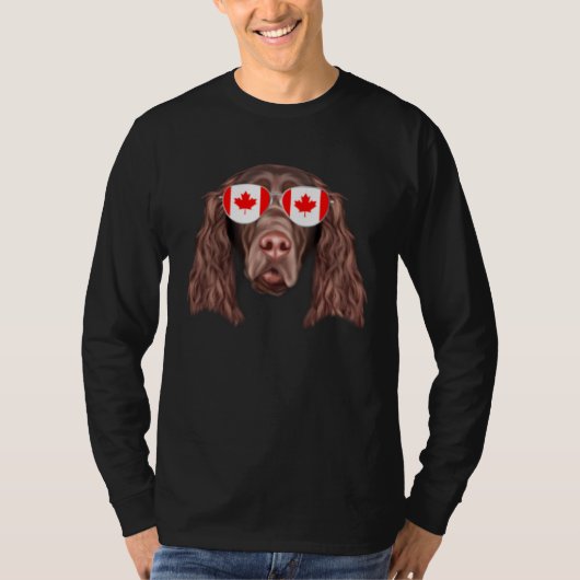 Canadian Flag Field Spaniel Dog Canada Pocket Tシャツ (正面)