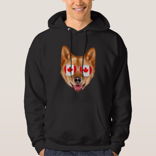 Canadian Flag Finnish Spitz Dog Canada Pocket パーカ (正面)