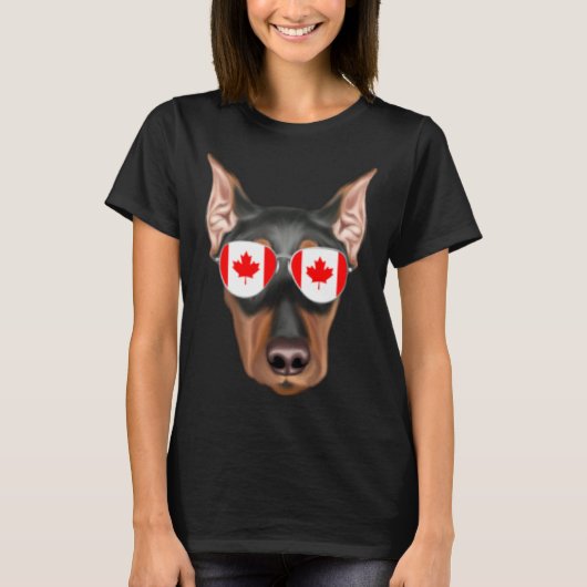 Canadian Flag German Pinscher Dog Canada Pocket Tシャツ (正面)