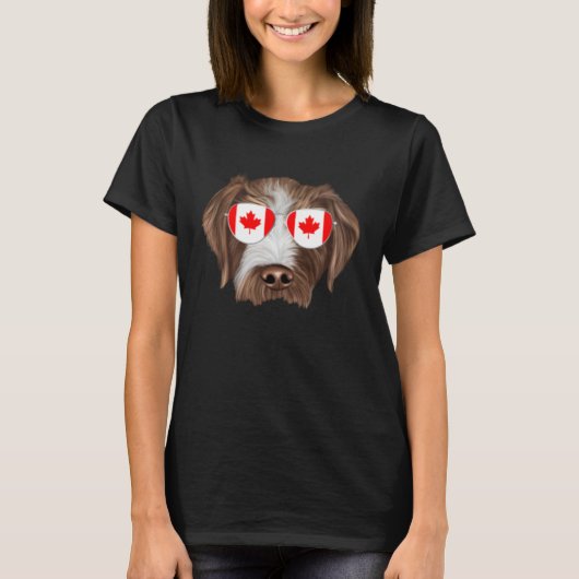 Canadian Flag German Wirehaired Pointer Dog Canada Tシャツ (正面)