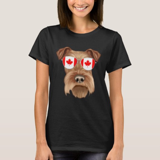 Canadian Flag Irish Terrier Dog Canada Pocket Tシャツ (正面)