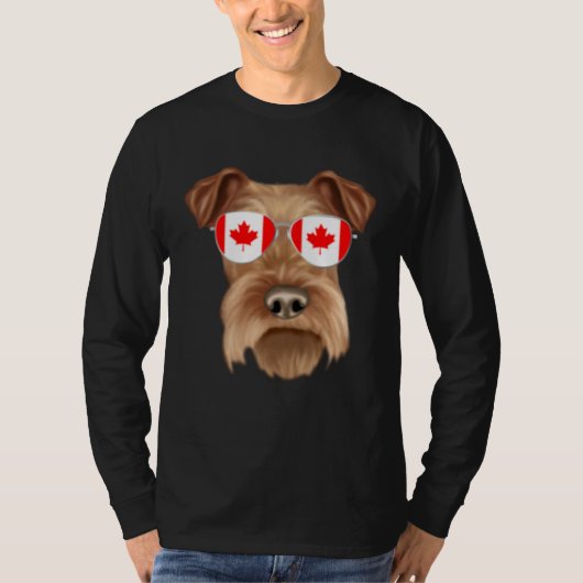 Canadian Flag Irish Terrier Dog Canada Pocket Tシャツ (正面)