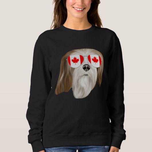 Canadian Flag Lhasa Apsos Dog Canada Pocket スウェットシャツ (正面)