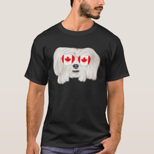 Canadian Flag Maltese Dog Canada Pocket Tシャツ (正面)