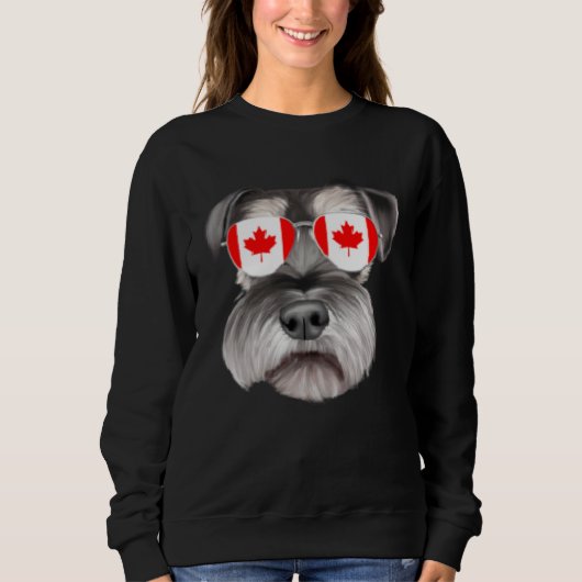 Canadian Flag Miniature Schnauzer Dog Canada Pocke スウェットシャツ (正面)
