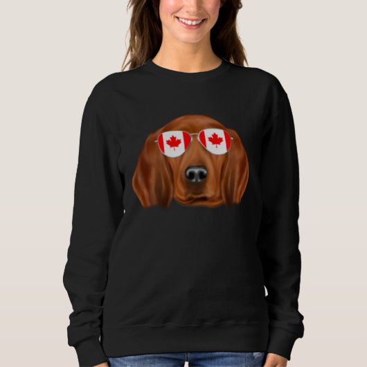 Canadian Flag Redbone Coonhound Dog Canada Pocket スウェットシャツ (正面)
