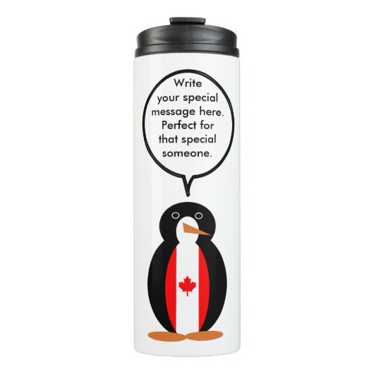 Canadian Flag Talking Ms. Penguin Personalize Text タンブラー (正面)
