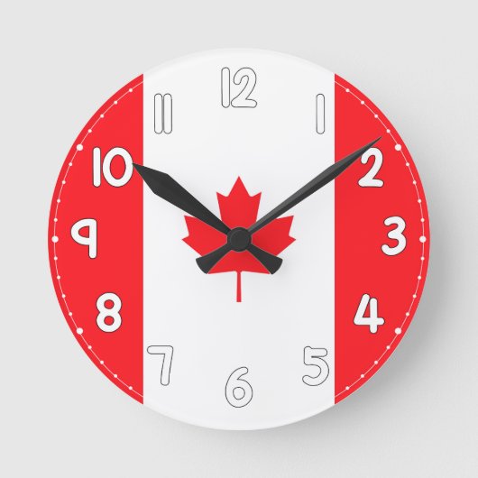 Canadian Flag Wall Clock - Flag of Canada ラウンド壁時計 (正面)