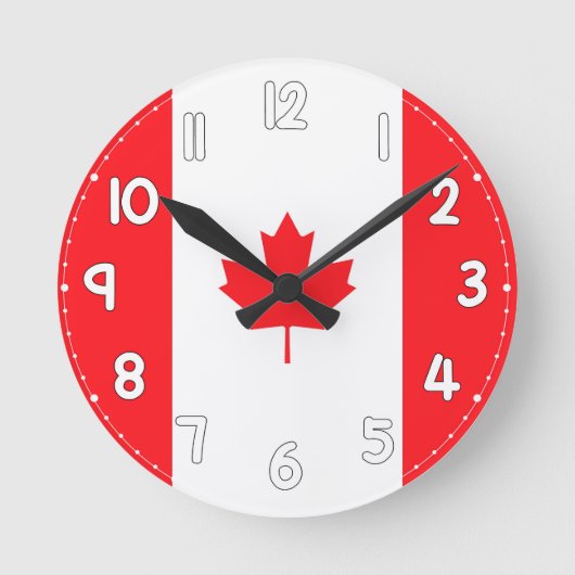 Canadian Flag Wall Clock - Flag of Canada ラウンド壁時計 (正面)