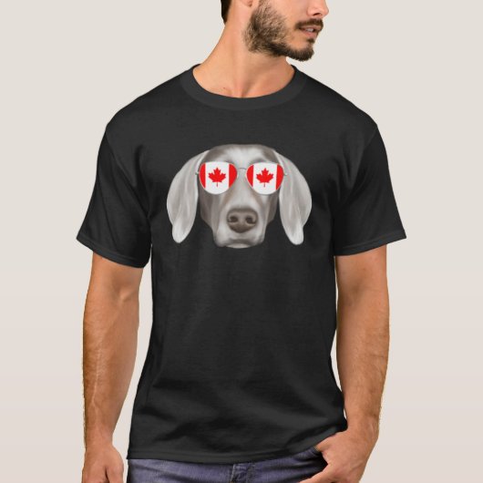 Canadian Flag Weimaraner Dog Canada Pocket Tシャツ (正面)
