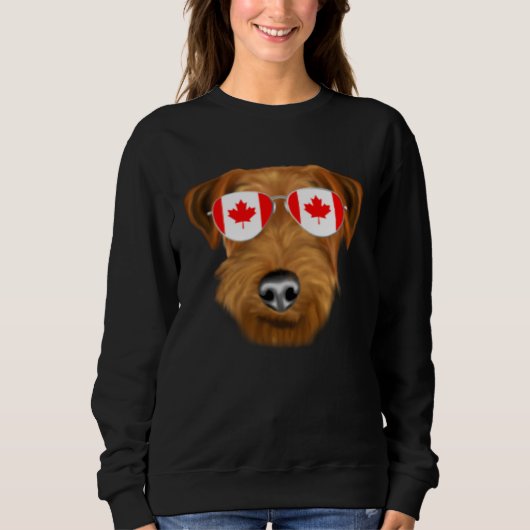 Canadian Flag Welsh Terrier Dog Canada Pocket スウェットシャツ (正面)