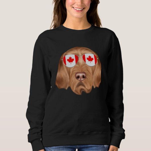 Canadian Flag Wirehaired Vizsla Dog Canada Pocket スウェットシャツ (正面)