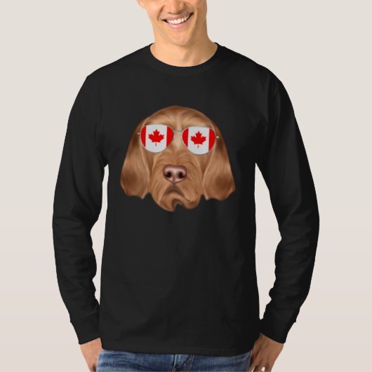 Canadian Flag Wirehaired Vizsla Dog Canada Pocket Tシャツ (正面)