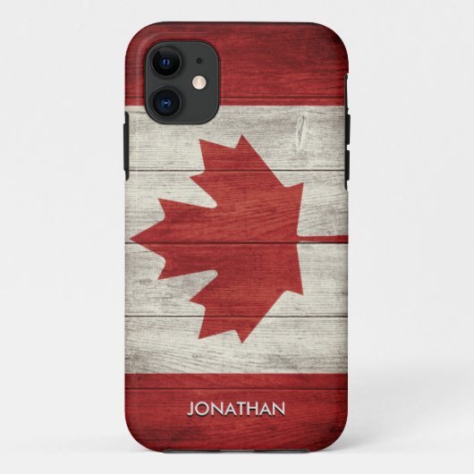 Canadian flag with customizable wooden background Case-Mate iPhoneケース (裏面)