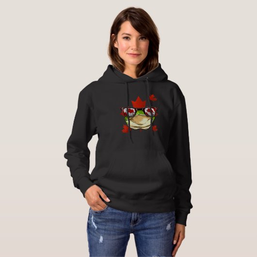 Canadian Frog Maple Tree Leaf Canada Flag Animal F パーカ (正面フル)