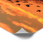 Canadian Geese Sunset Silhouette  Wood Poster. Woo ポスター (角)