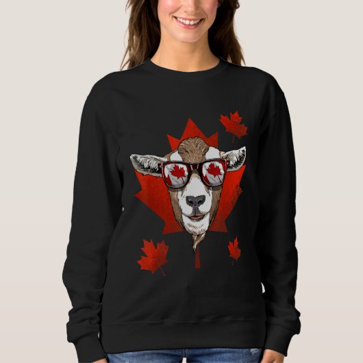 Canadian Goat Maple Tree Leaf Canada Flag Animal G スウェットシャツ (正面)