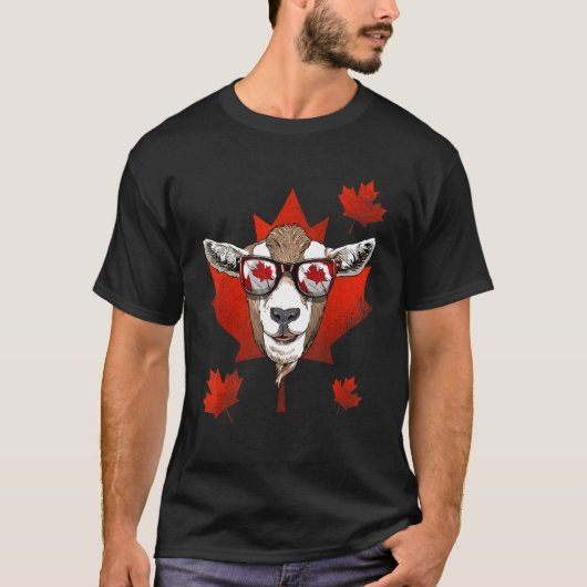 Canadian Goat Maple Tree Leaf Canada Flag Animal G Tシャツ (正面)