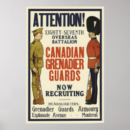 Canadian Grenadier Guards WWI Recruitment Poster ポスター