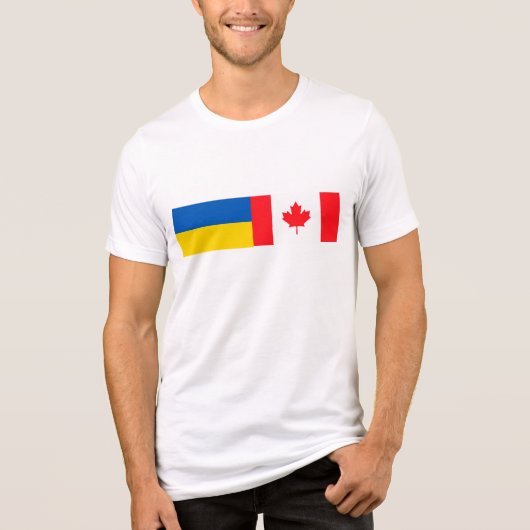 Canadian I stand with Ukraine. CAN & UKR flags. トライブレンドＴシャツ (正面)