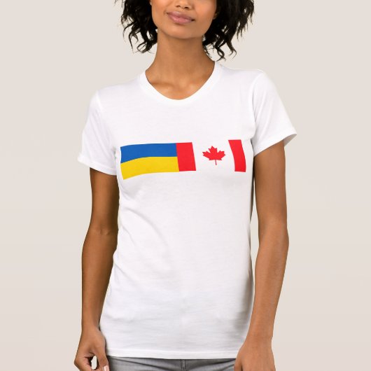 Canadian I stand with Ukraine. CAN & UKR flags. Tシャツ (正面)