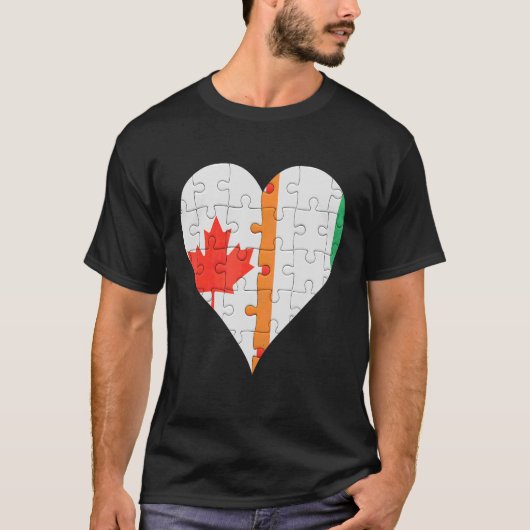 Canadian Ivorian Flag Heart Tシャツ (正面)