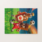 Canadian maple syrup versus Swiss chocolate soccer ジグソーパズル (横)