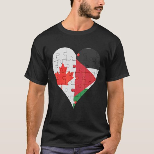 Canadian Palestinian Flag Heart Tシャツ (正面)